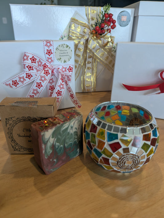 Glass Mosaic Candle Holder & Fragrant Soap